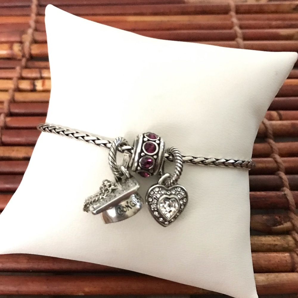 Brighton Silver Graduation Charm Bracelet with Heart Charm & Red Charm
